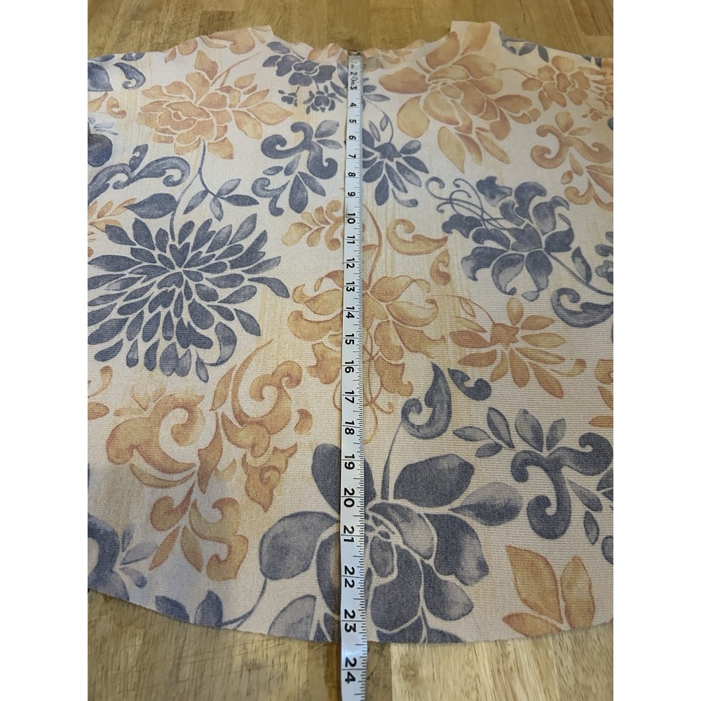 Sioni Sweater Womans XL Floral Print Tunic Light Tan Blue Gold - Picture 8 of 9